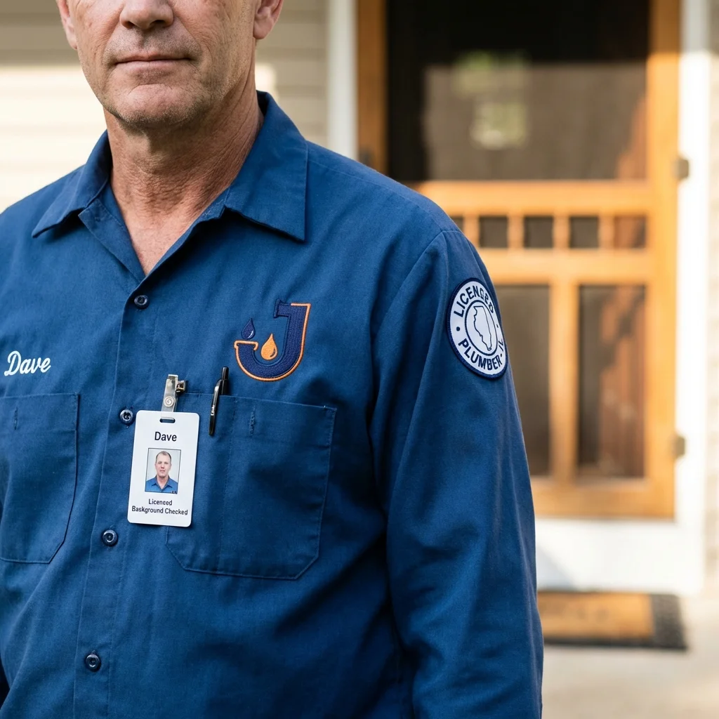 Licensed plumber showing ID badge in Phoenixville, PA