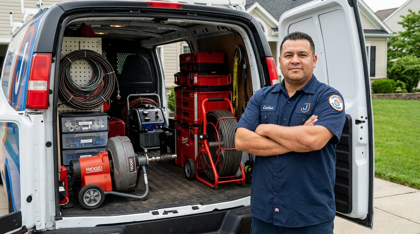 Professional drain cleaning equipment and Johns Plumbing LLC plumber in Phoenixville