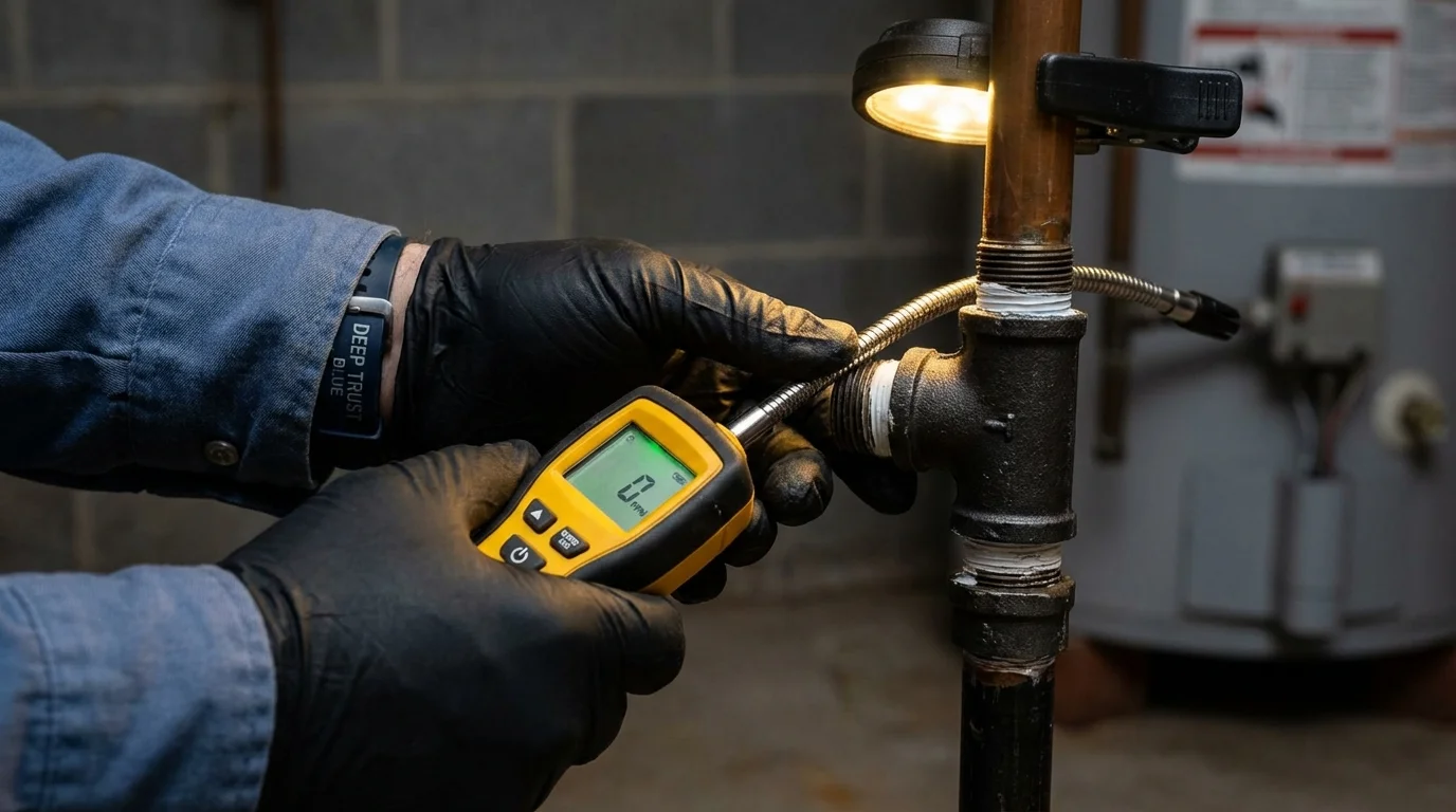Gas leak detection with electronic sniffer by Johns Plumbing LLC in Phoenixville